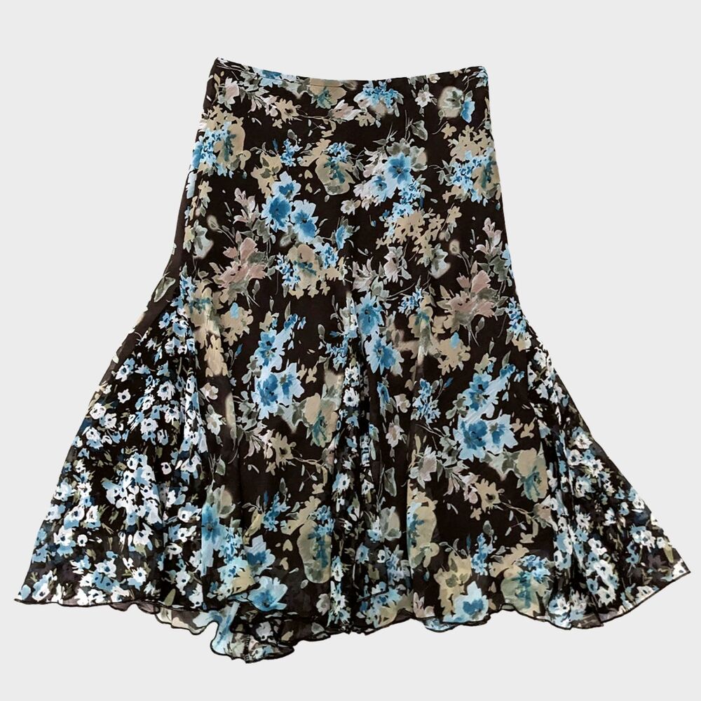 Vintage Briggs Floral Midi Skirt Womens 33" W Mesh Fairy Fairycore Boho Flowy